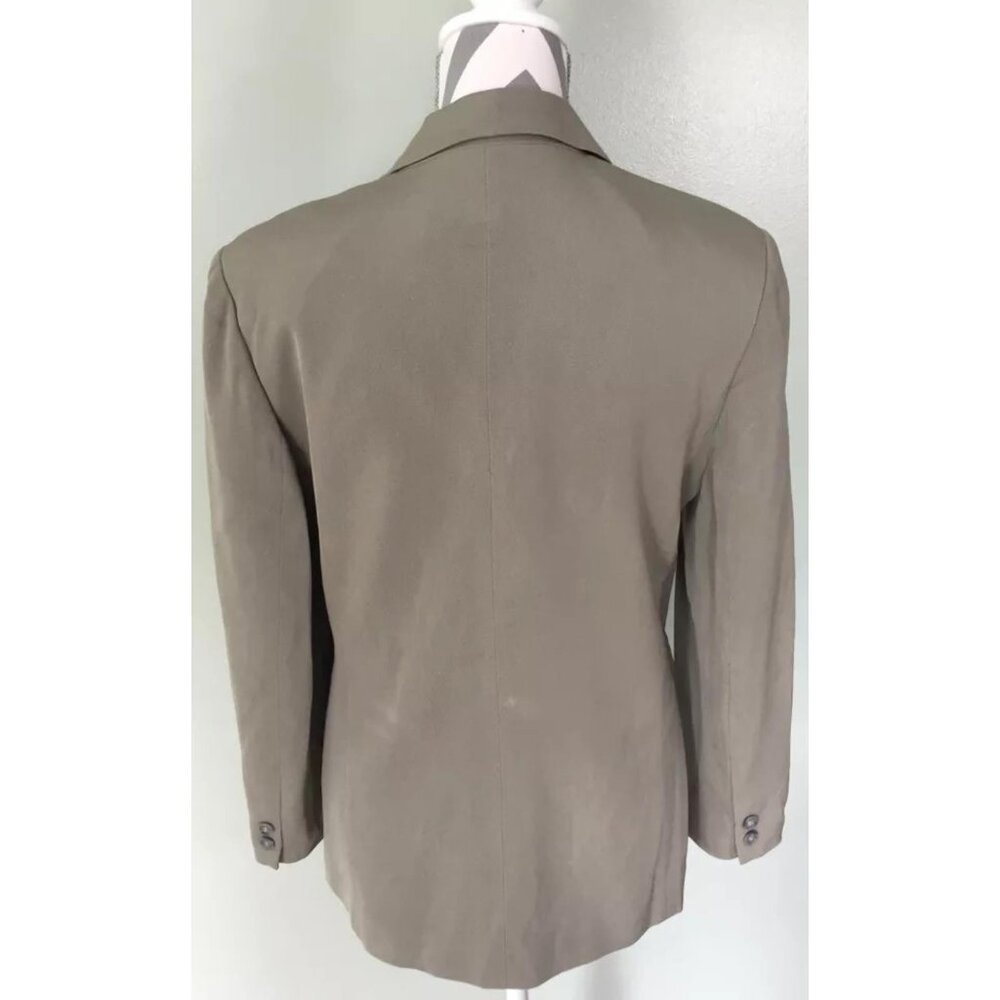 Talbots Gray Green Solid Pure Silk 2 Button Blaze… - image 6
